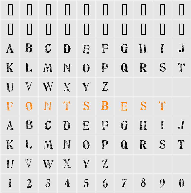 Artistamp Medium Jumbled Character Map