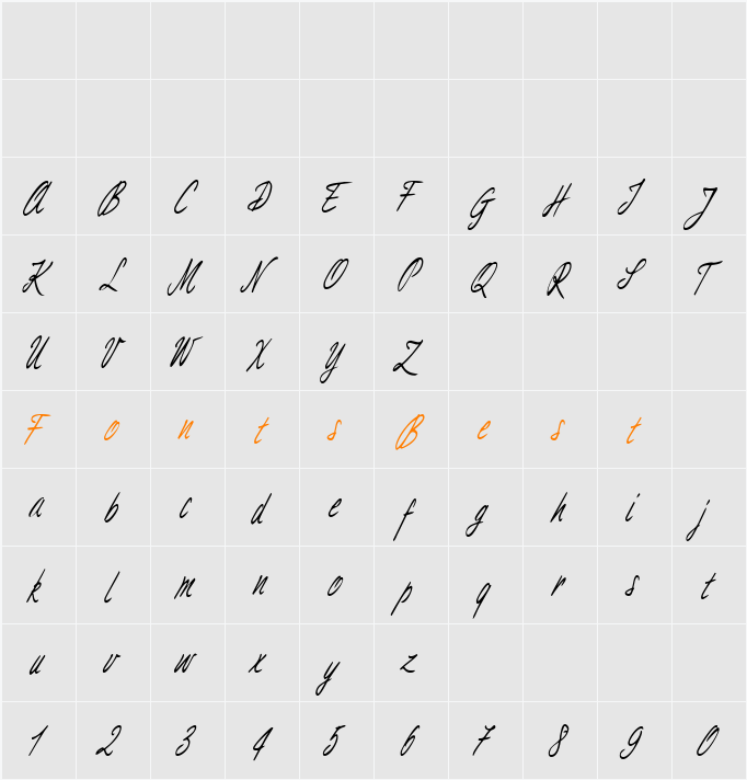 AimeeCondensed Character Map