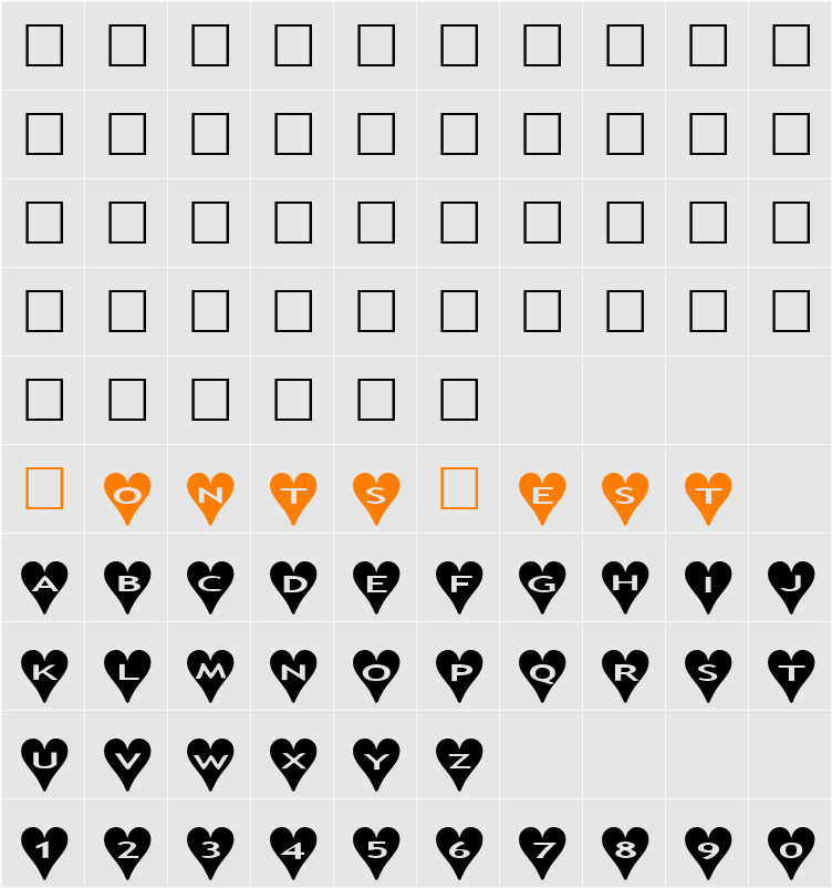 AlphaShapes hearts Character Map