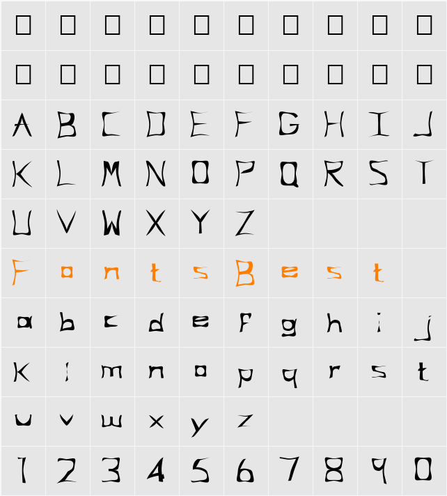 FZ WARPED 34 Character Map