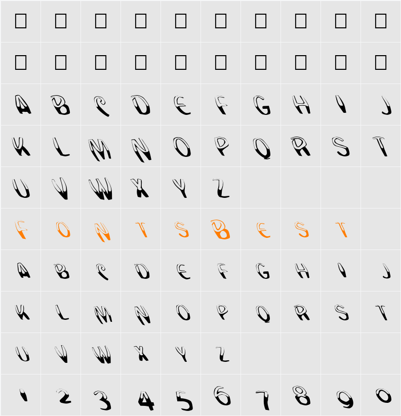 FZ WARPED 20 LEFTY Character Map