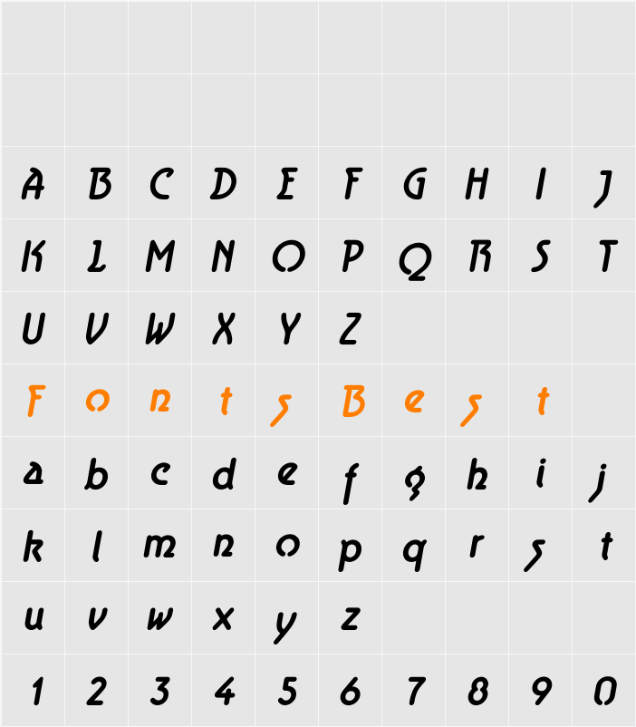 Aerolite Bold Italic Character Map