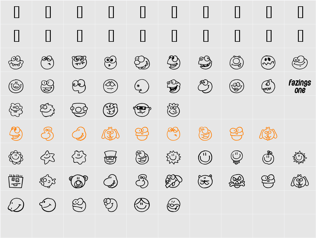 Fazings one Character Map