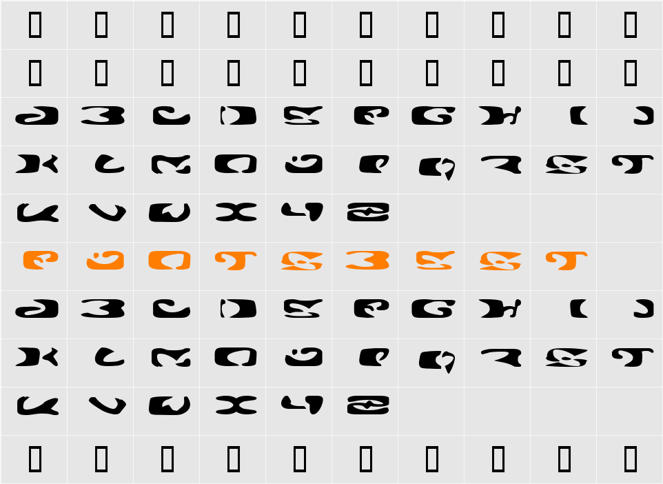 Alien Ghost 2 Character Map