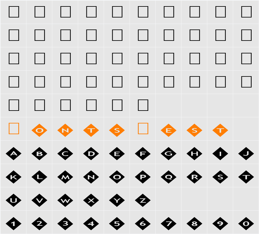 AlphaShapes diamonds 2 Character Map