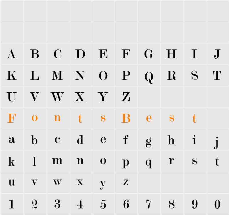 CgModernTwenty Character Map