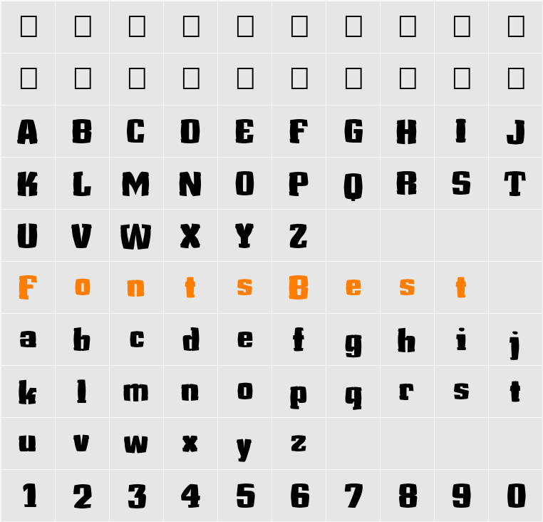 FZ WARPED 38 Character Map