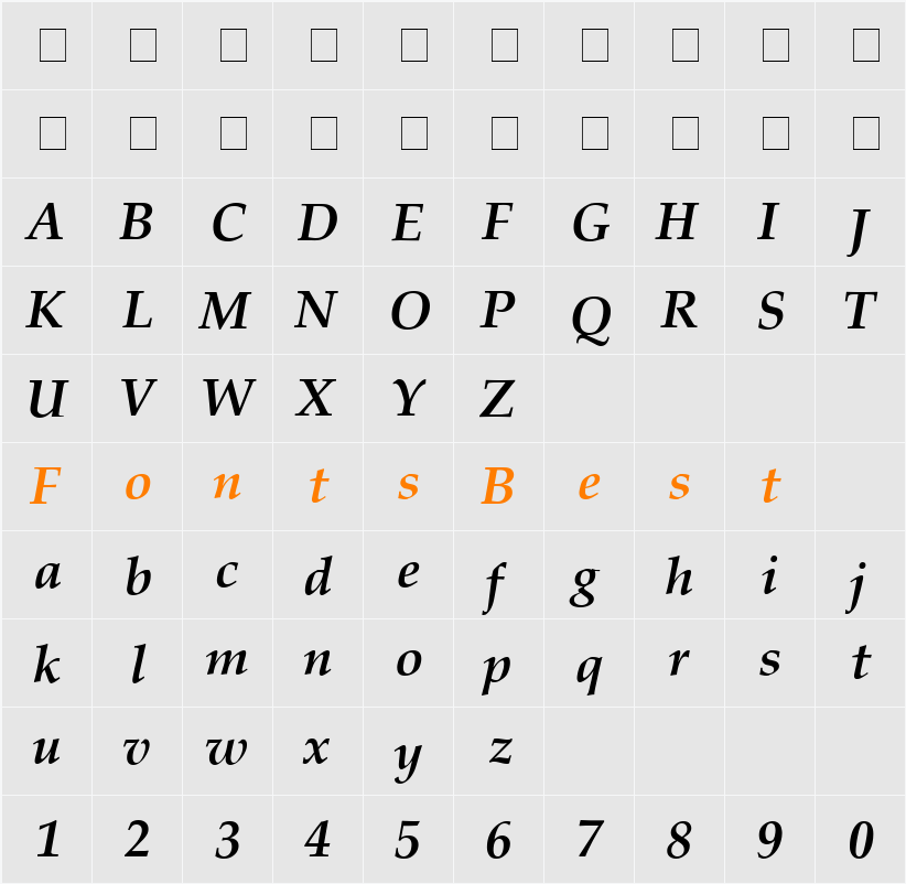 Criteria SSi Character Map