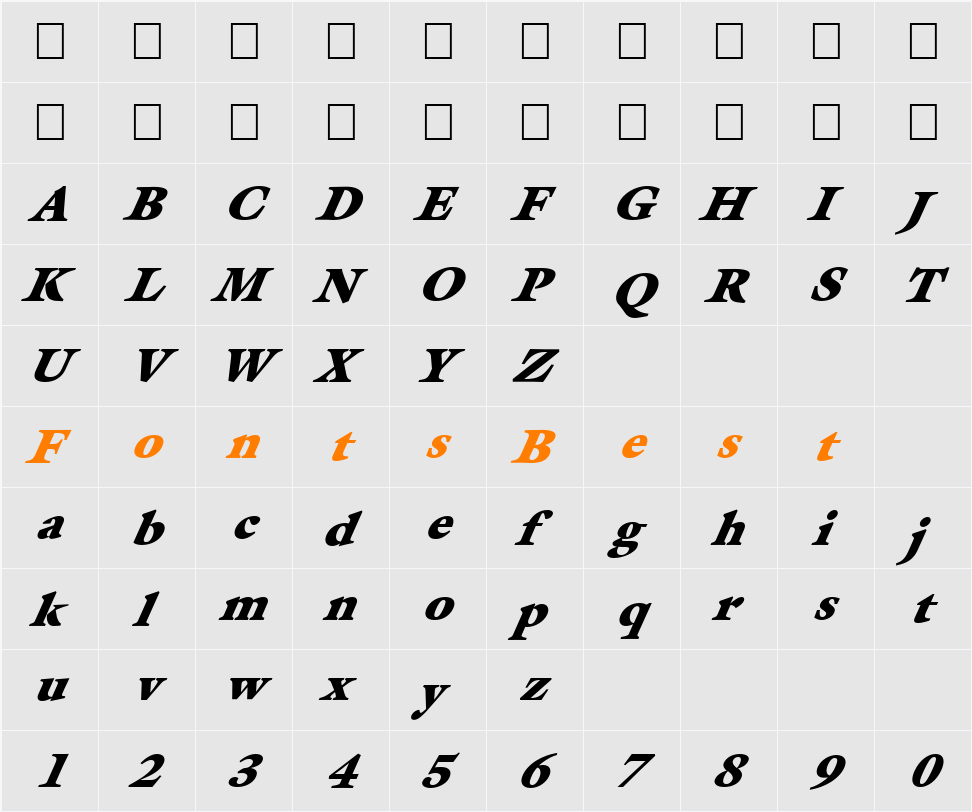 FZ ROMAN 26 ITALIC Character Map