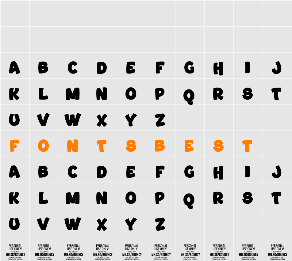 Bouncy Black PERSONAL USE ONLY Character Map