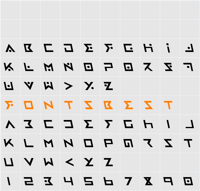 Iron Cobra Leftalic Character Map