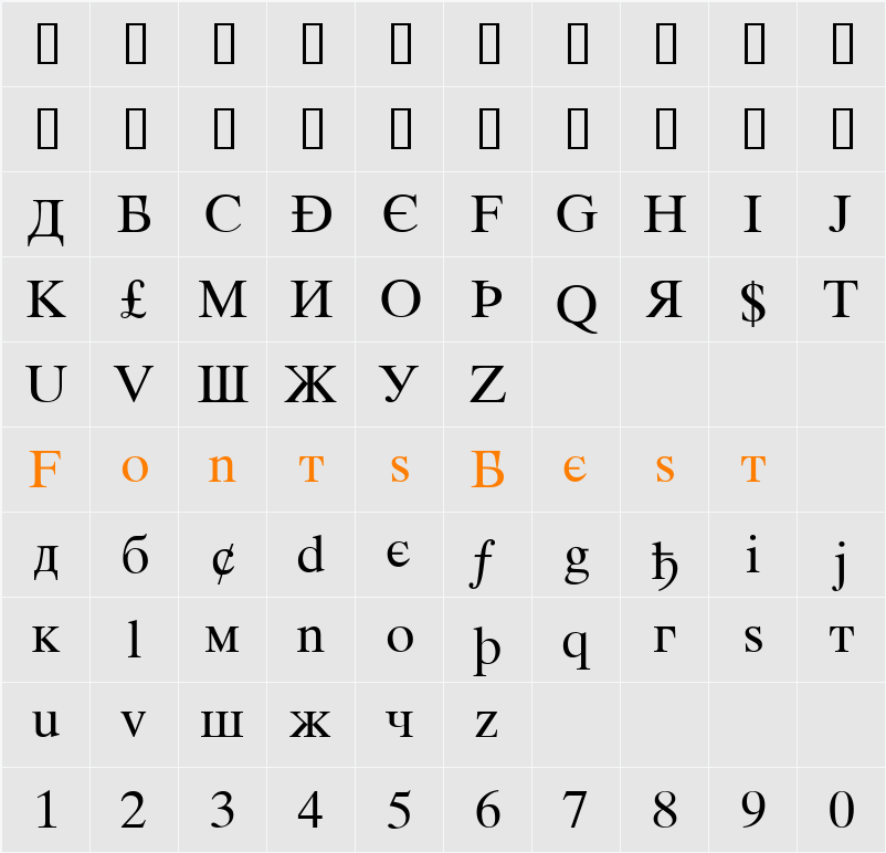 Intouris Character Map