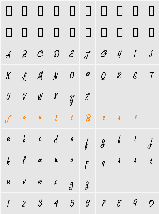 Memo-Condensed Character Map