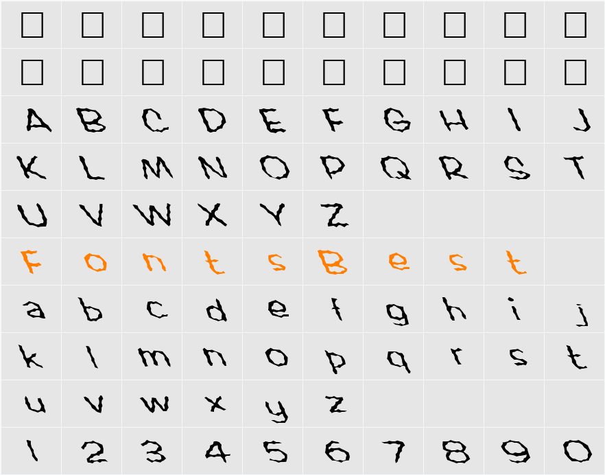 FZ WACKY 60 LEFTY Character Map