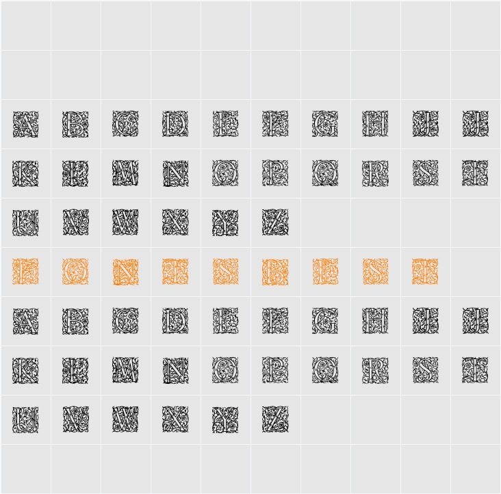 Arabesque Initialen Character Map