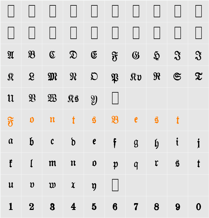 Almanacques Character Map