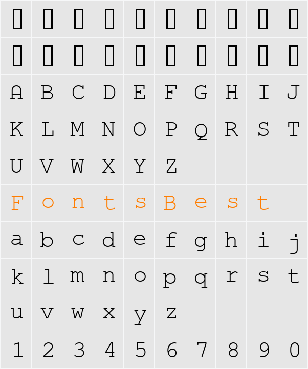 ArmNet Courier Character Map