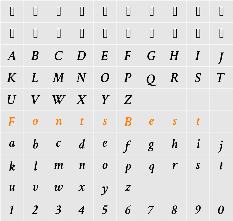 Crimson Text SemiBold Character Map