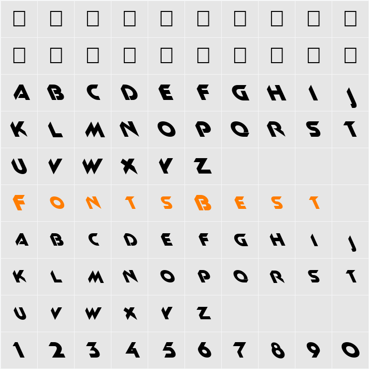 FZ JAZZY 4 LEFTY Character Map