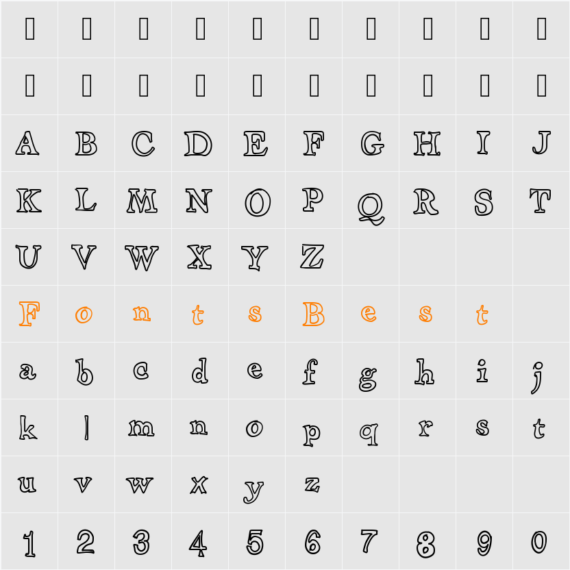 ApothecaryFont Character Map