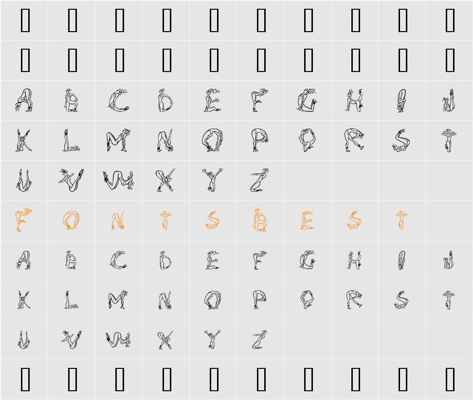 AlphaFitness Character Map