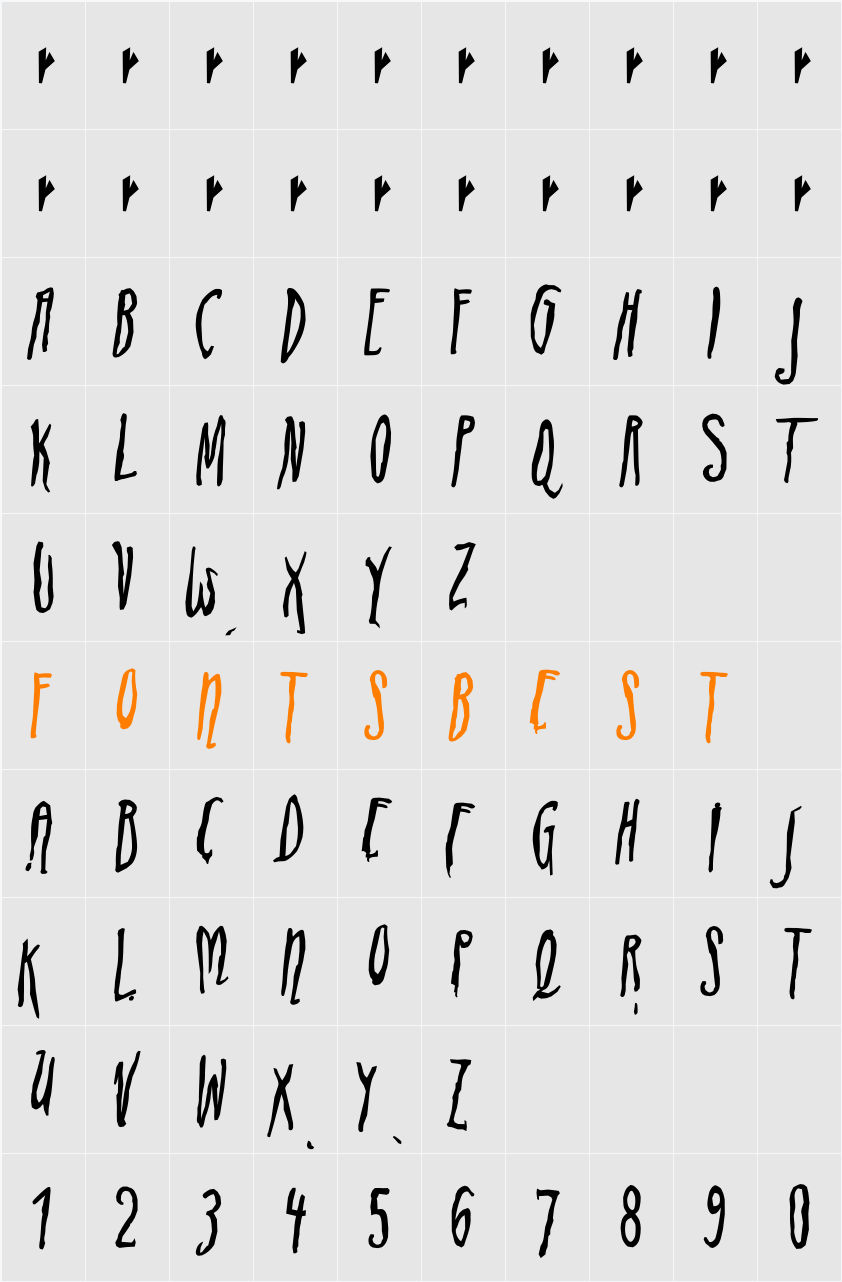 ADIstiLleRS Font Character Map