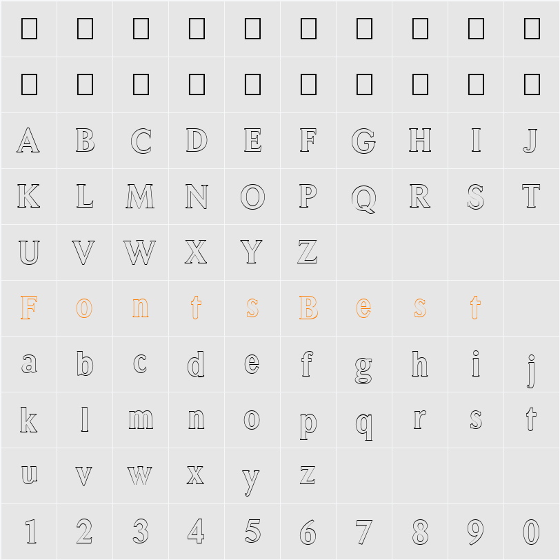 FZ ROMAN 31 HOLLOW Character Map