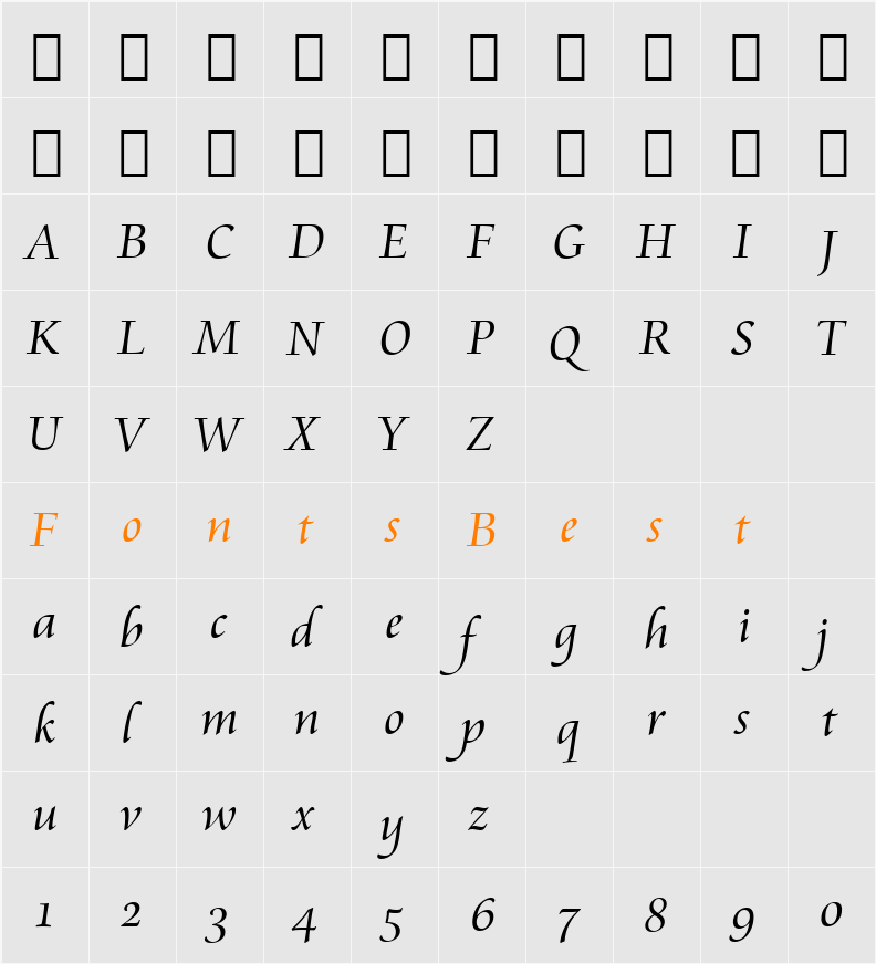 Cataneo Lt OSF BT Character Map