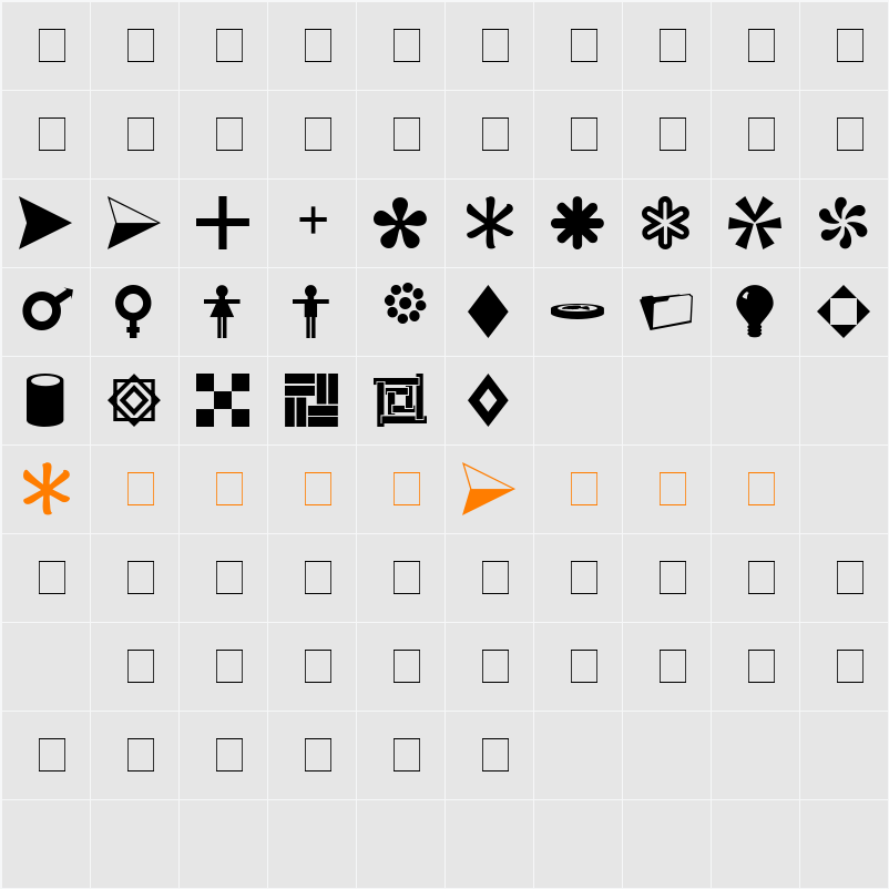 Carr Dingbats 1 Character Map