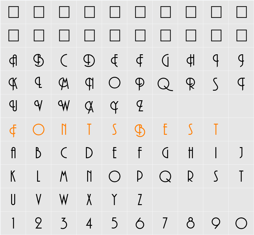 Curvi Character Map