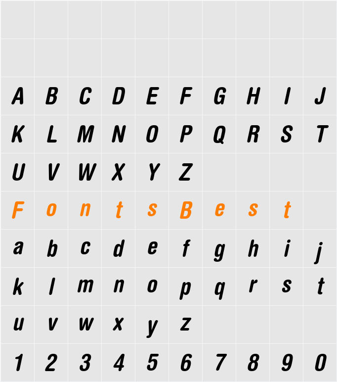 Helvetica Rounded Condensed Character Map