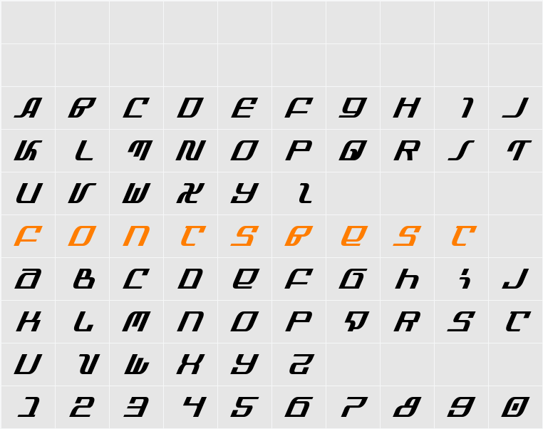 Infinity Formula Cond Italic Character Map