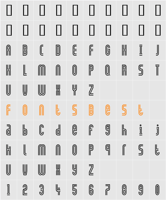 Arch-Condensed Character Map