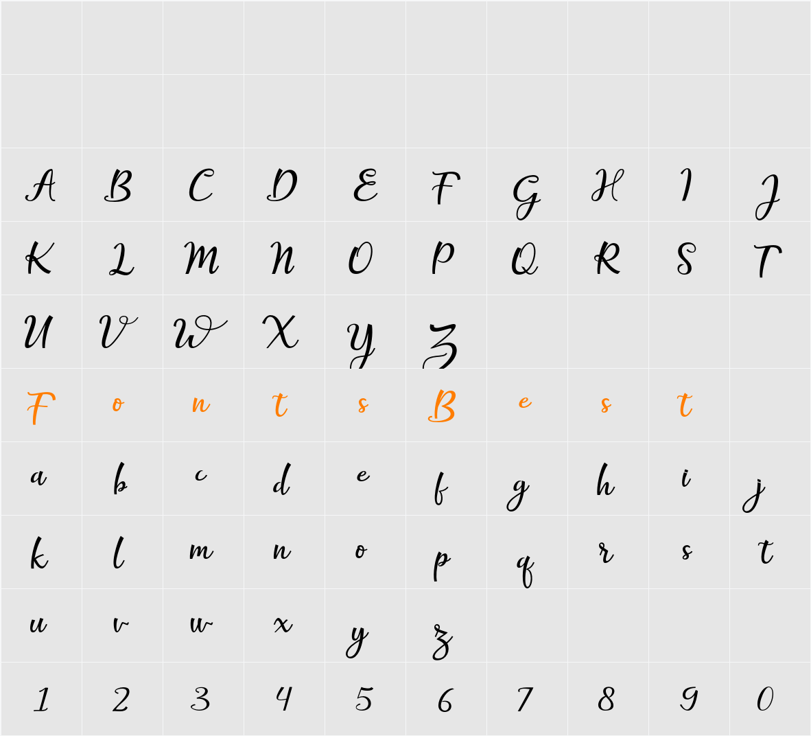 fantabulous script Character Map