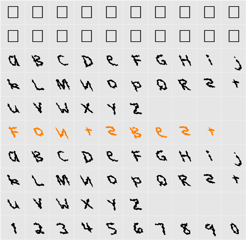 FZ WACKY 4 LEFTY Character Map