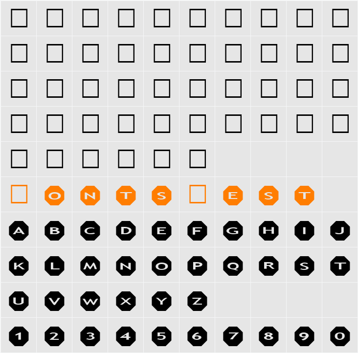 AlphaShapes octagons Character Map