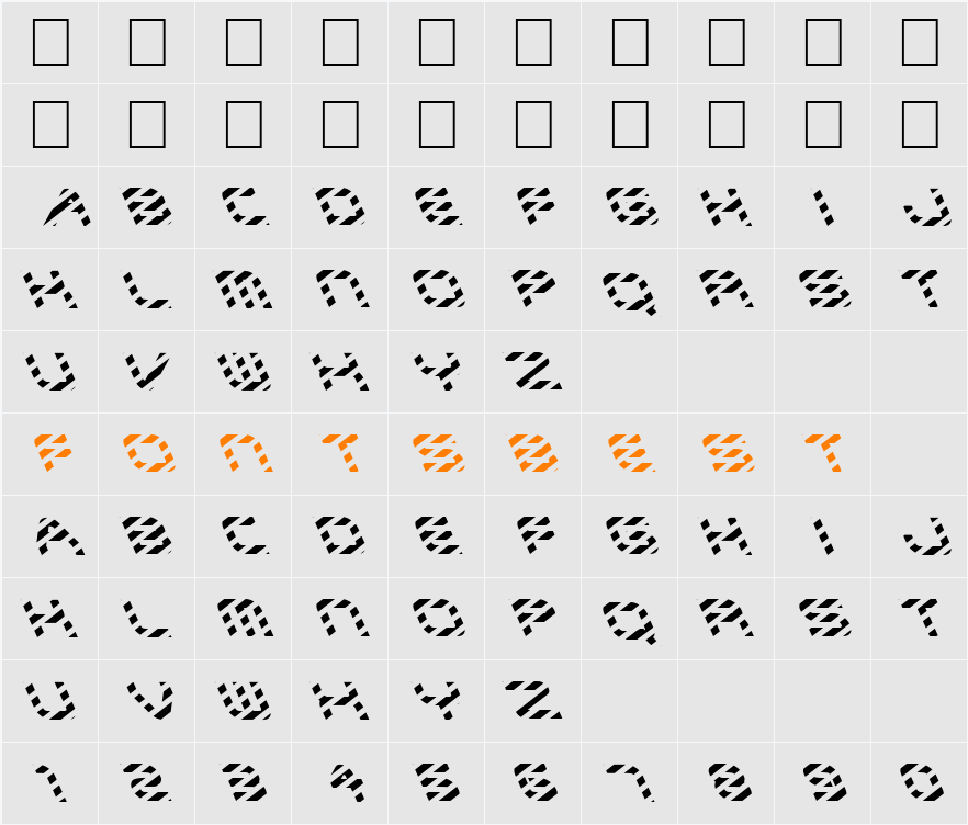 FZ JAZZY 6 STRIPED LEFTY Character Map