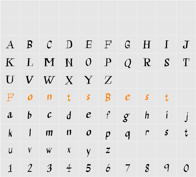 Calligraserif Character Map