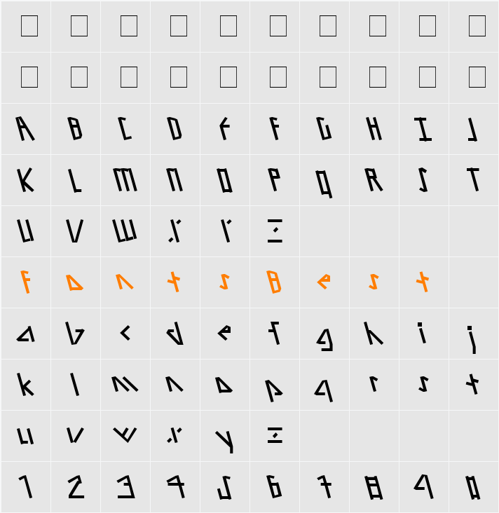 Alien-Tongue Character Map