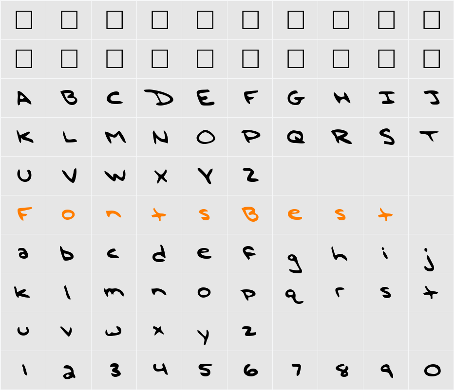 MattsHand Character Map