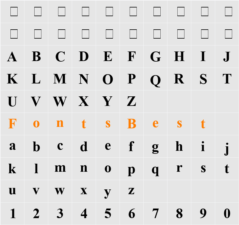 Casy EA Bold Character Map