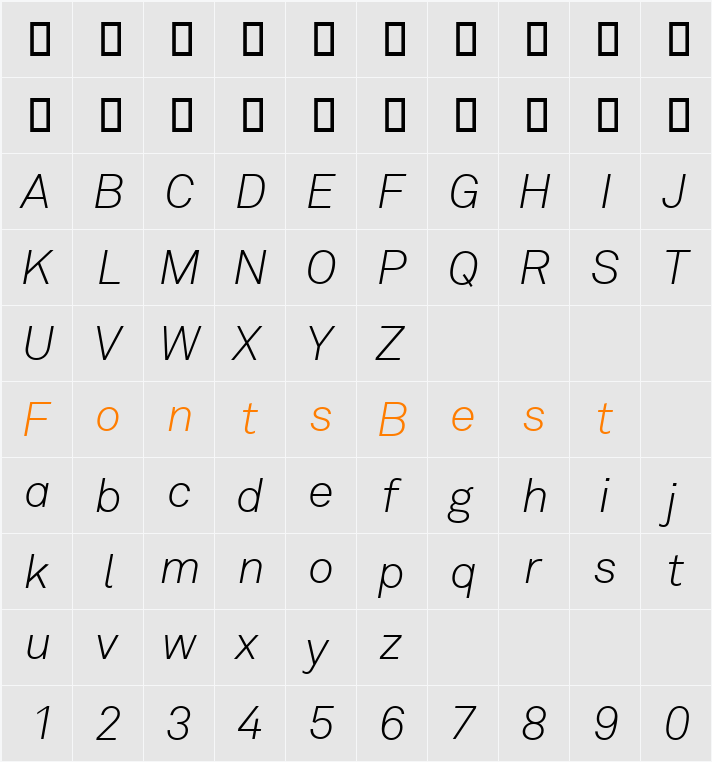 Akkurat-LightItalic Character Map