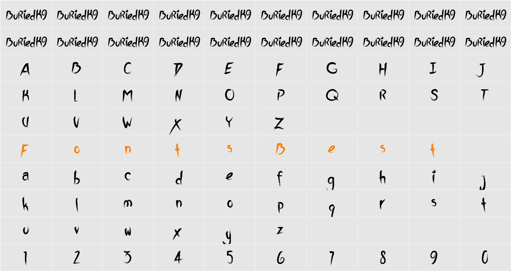 BuriedK9 Character Map