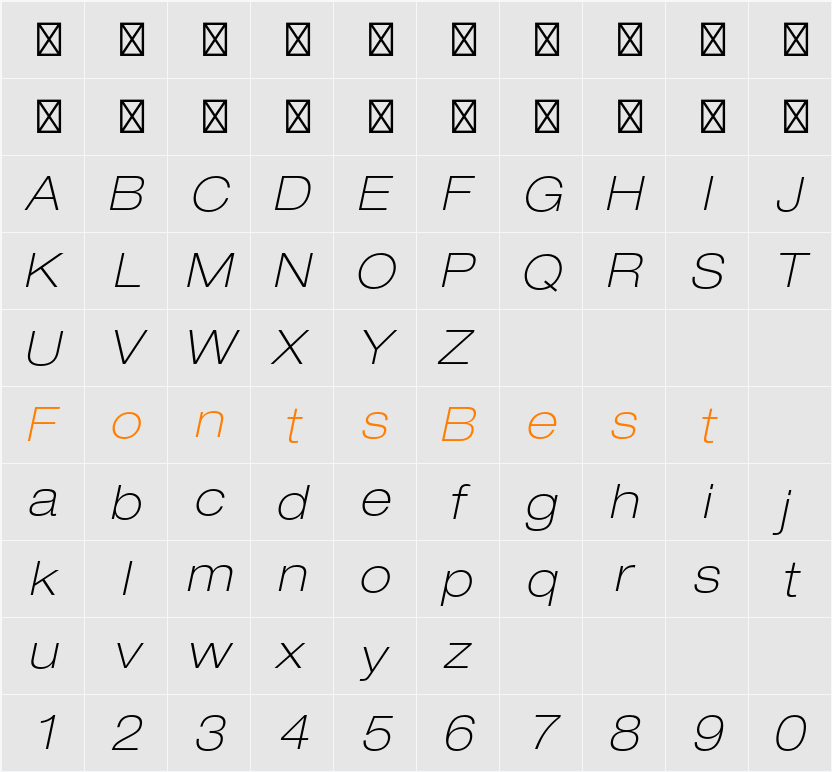 HelveticaNeueLT Std Thin Ext Character Map