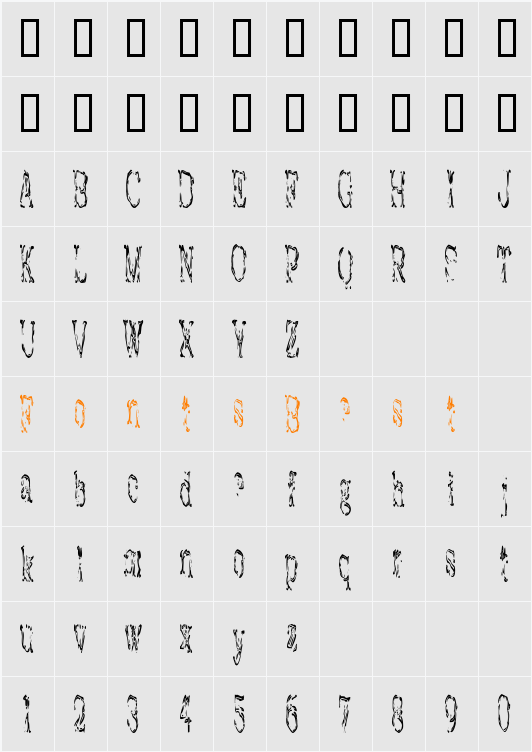 Mighty Chicken Scratch Character Map