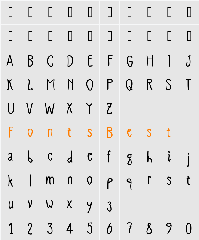 SlimamifBold Character Map