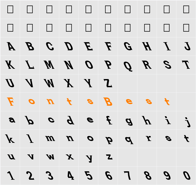 FZ ROMAN 27 LEFTY Character Map