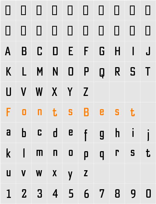 Bank Sans EF CY Compressed Character Map