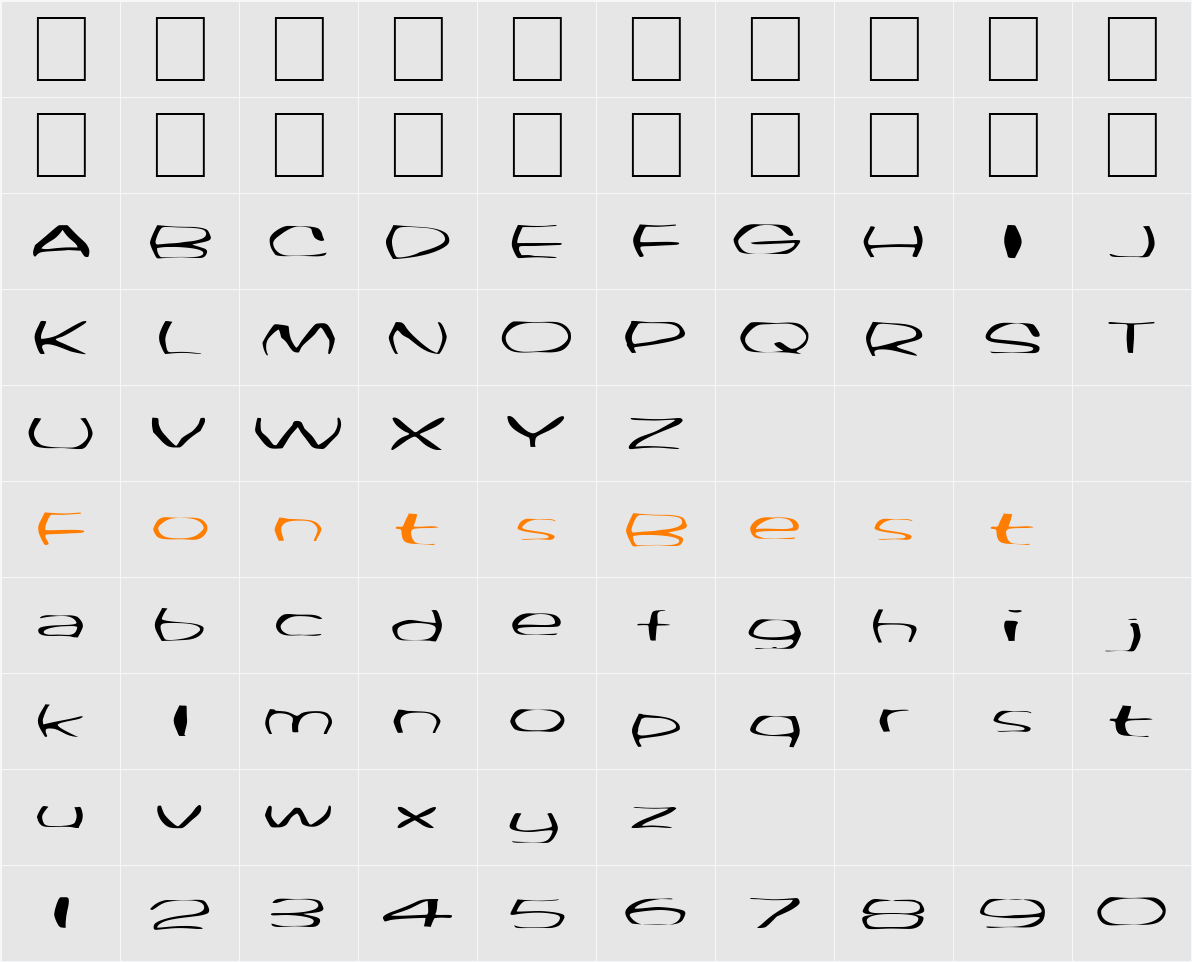 FZ WARPED 33 EX Character Map