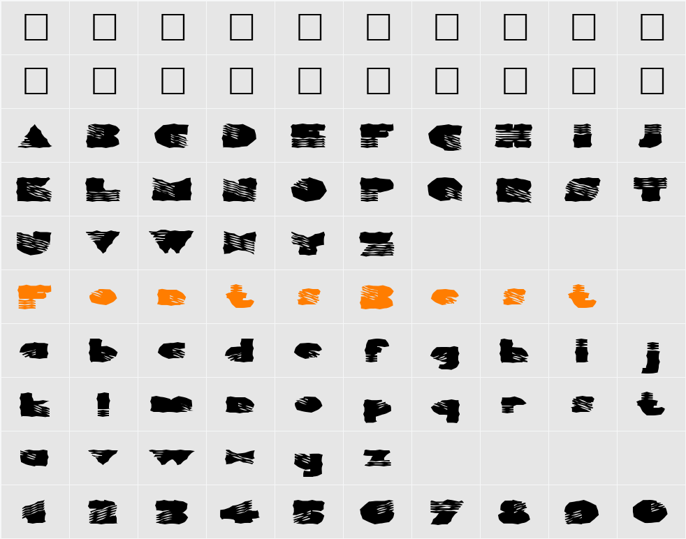 FZ WACKY 40 EX Character Map